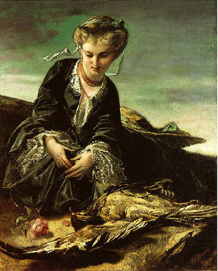 Anselm Feuerbach Das Madchen mit dem Vogel china oil painting image